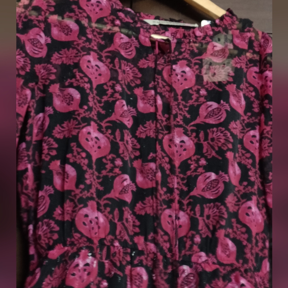 Melange Black & Red Floral Print A-Line Black Detachable Spaghetti Ethnic Dress - Picture 10 of 11
